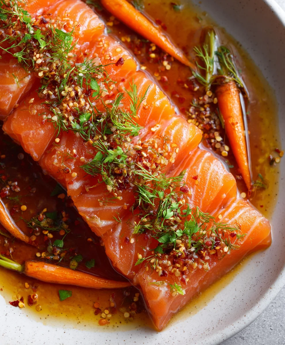 Spicy Salmon Crudo with Zesty Carrots