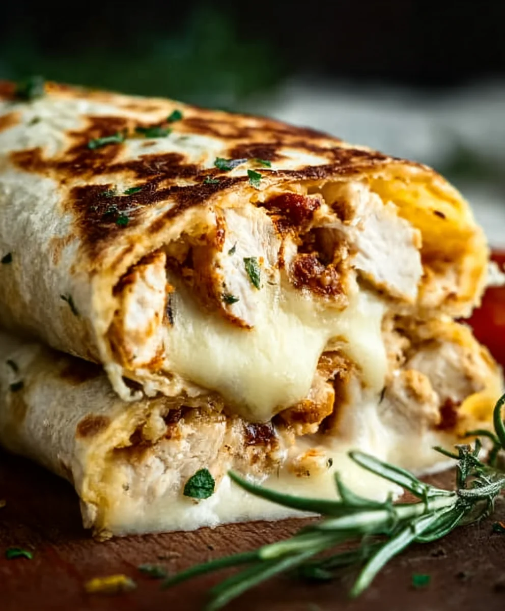 Cheesy Garlic Chicken Wraps Quick & Easy Recipe