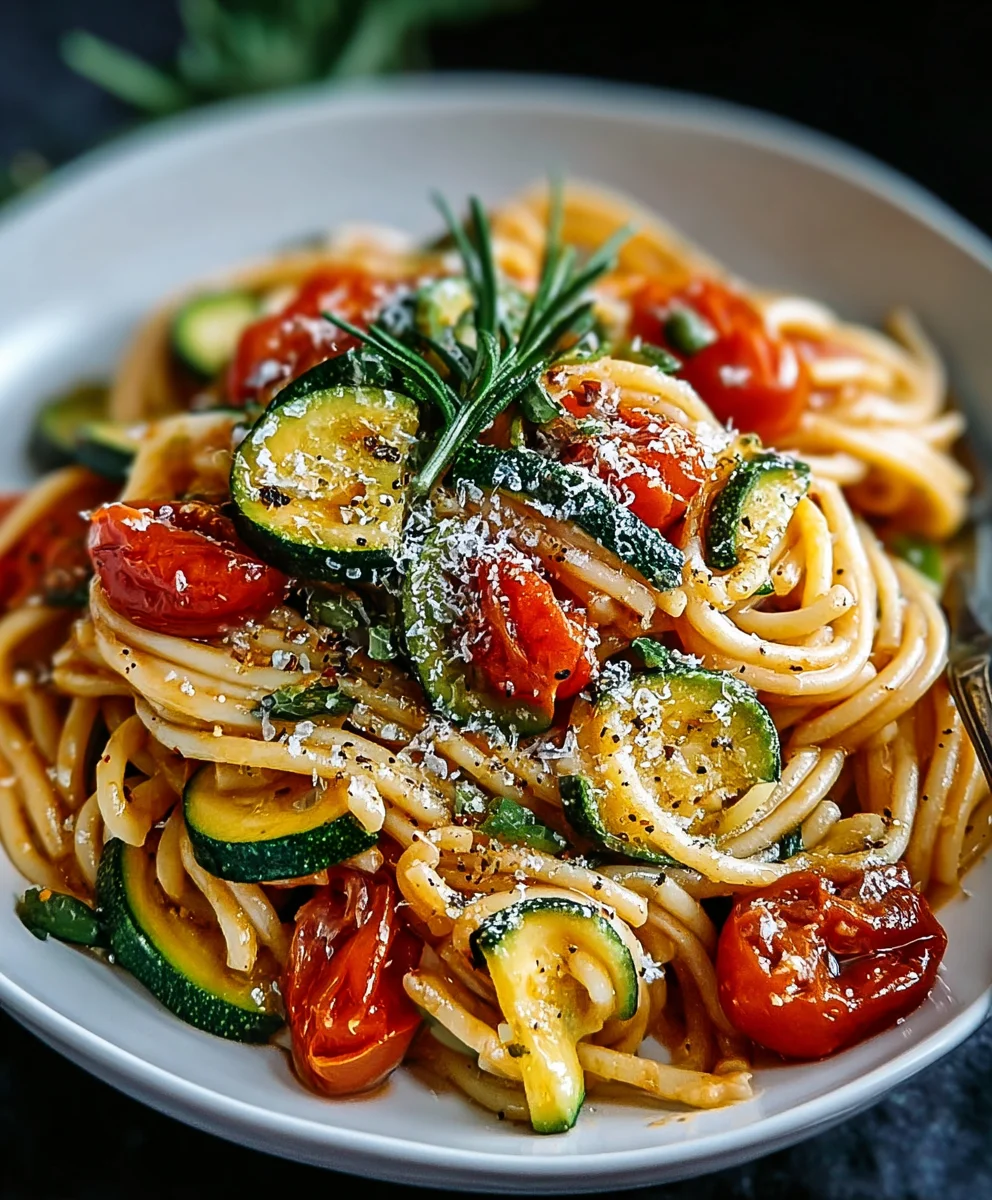 Healthy Tomato Zucchini Pasta - Easy Veggie Meal