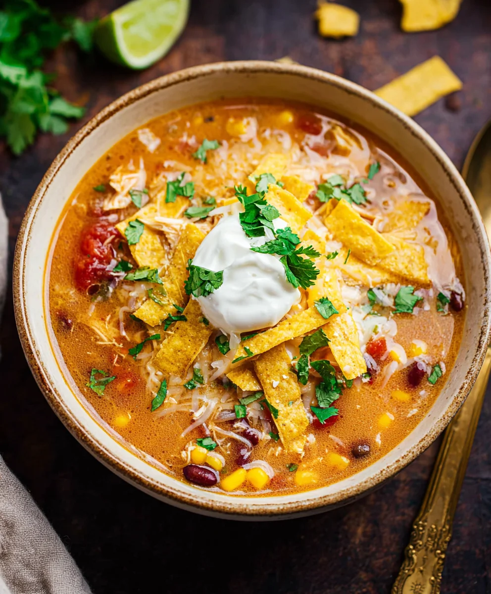 Easy Crockpot Chicken Tortilla Soup Recipe