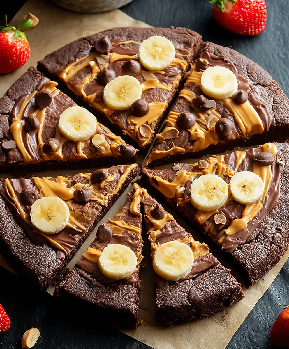 Chocolate Peanut Butter Brownie Pizza - Decadent Dessert