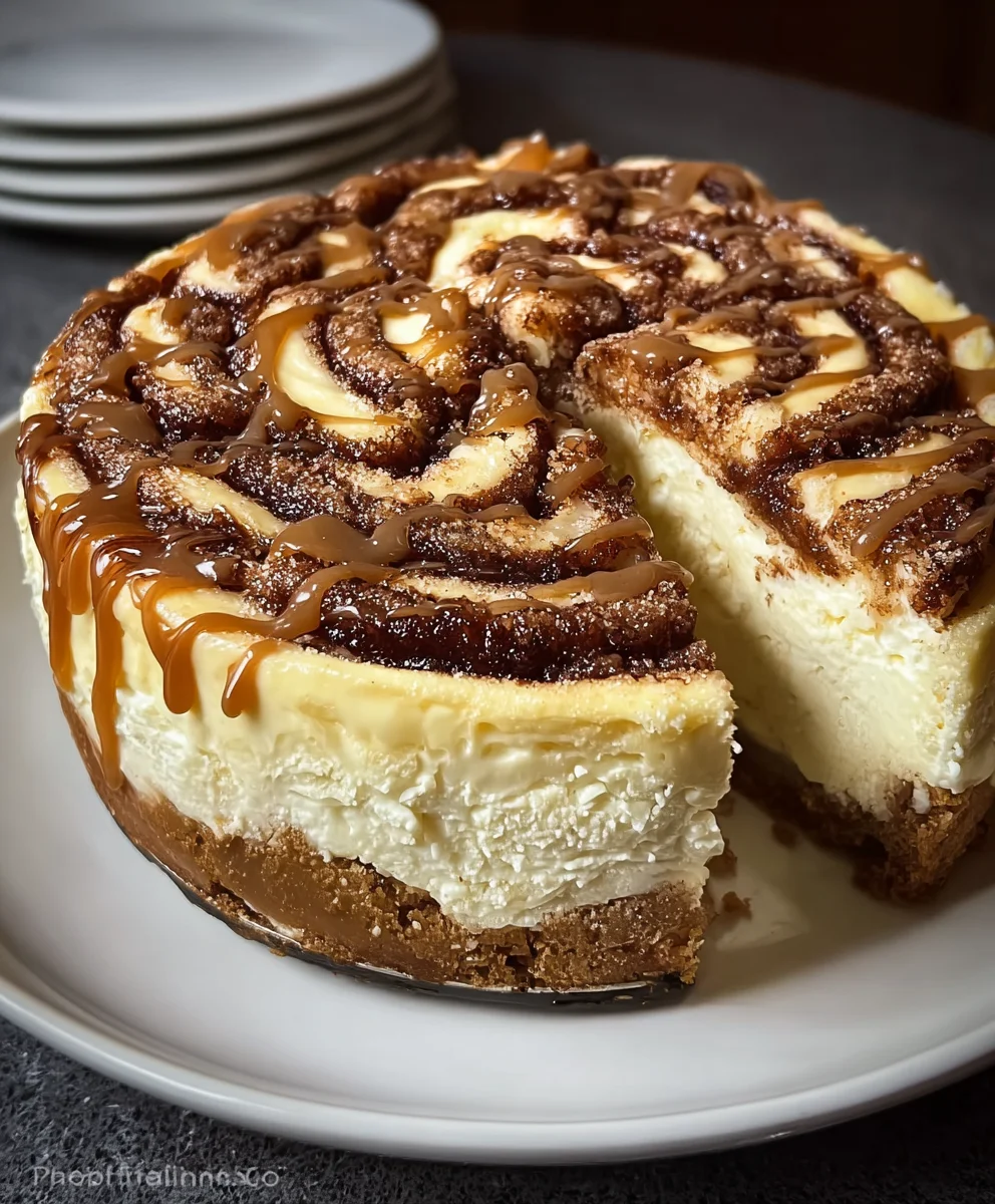Cinnamon Roll Honeybun Cheesecake- Decadent Dessert