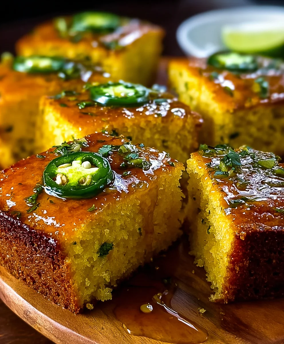 Spicy Jalapeno Cornbread-Lime Honey Glaze
