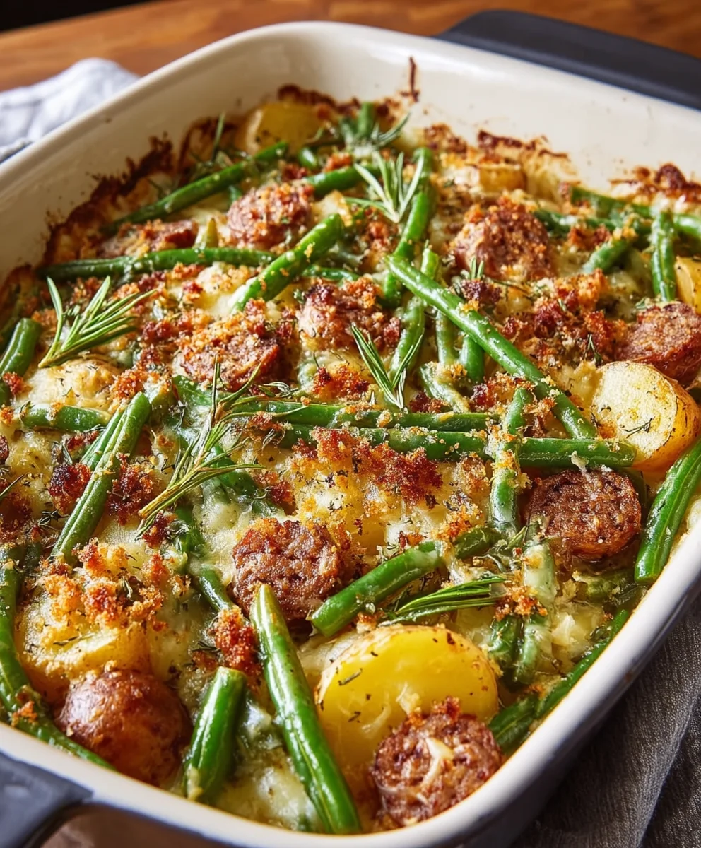Easy Beef Green Bean Potato Casserole Delight
