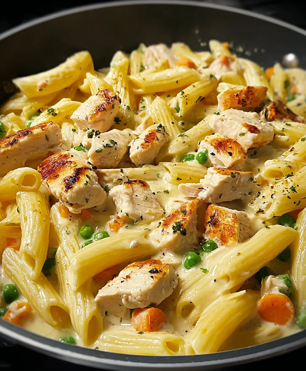 Chicken Pot Pie Pasta-Comforting Creamy One-Pan Meal