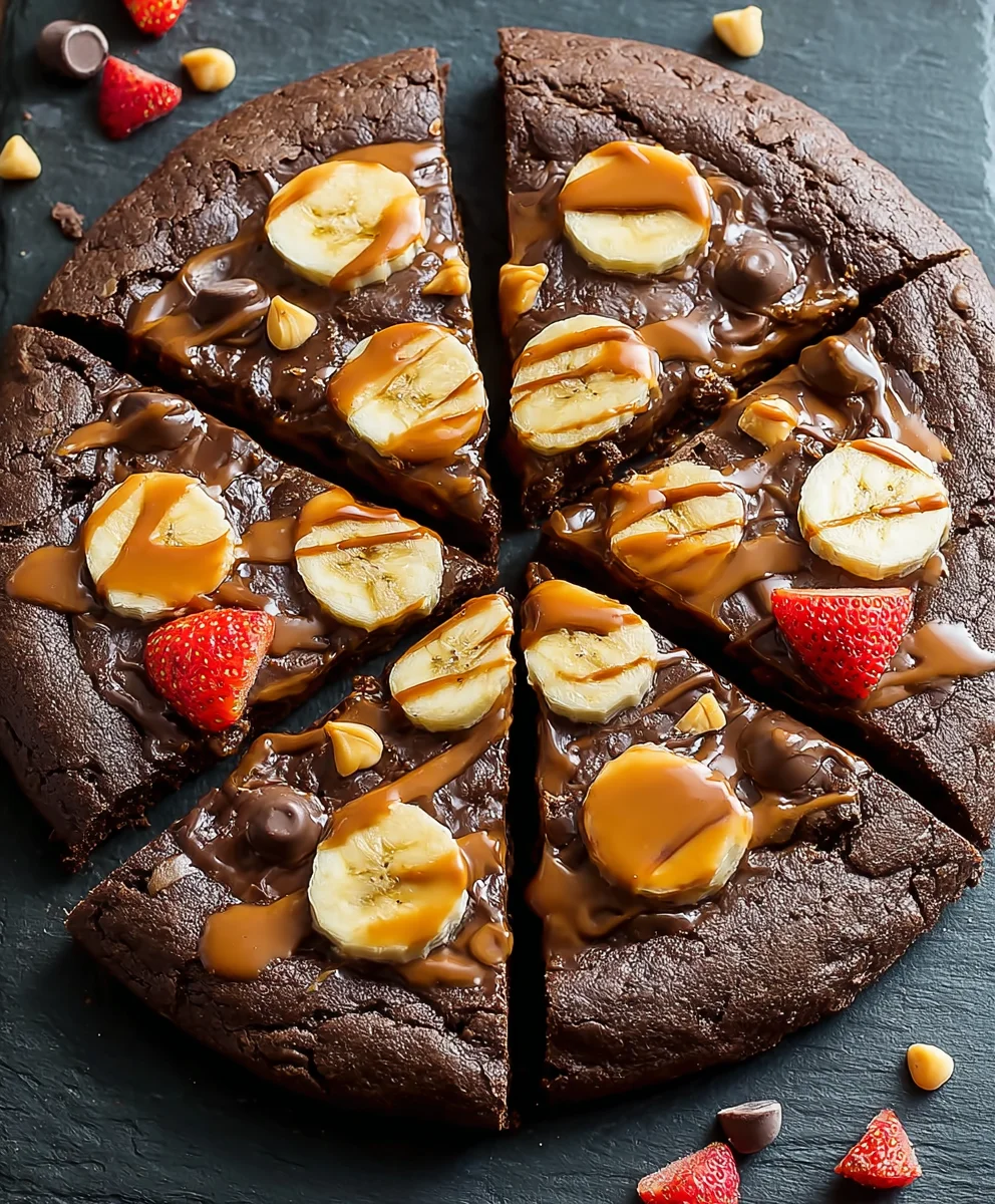 Chocolate Peanut Butter Brownie Pizza-Decadent Dessert