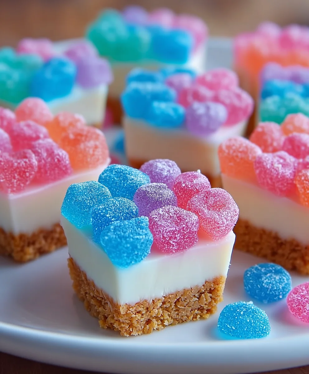 Gummy Cotton Candy Cheesecake Bites - Sweet Treat