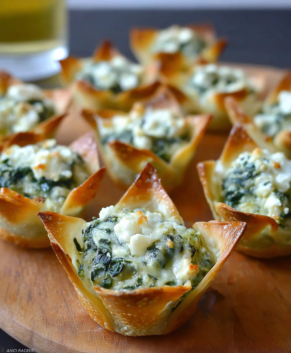 Spinach Artichoke Wonton Cups - Easy Appetizer
