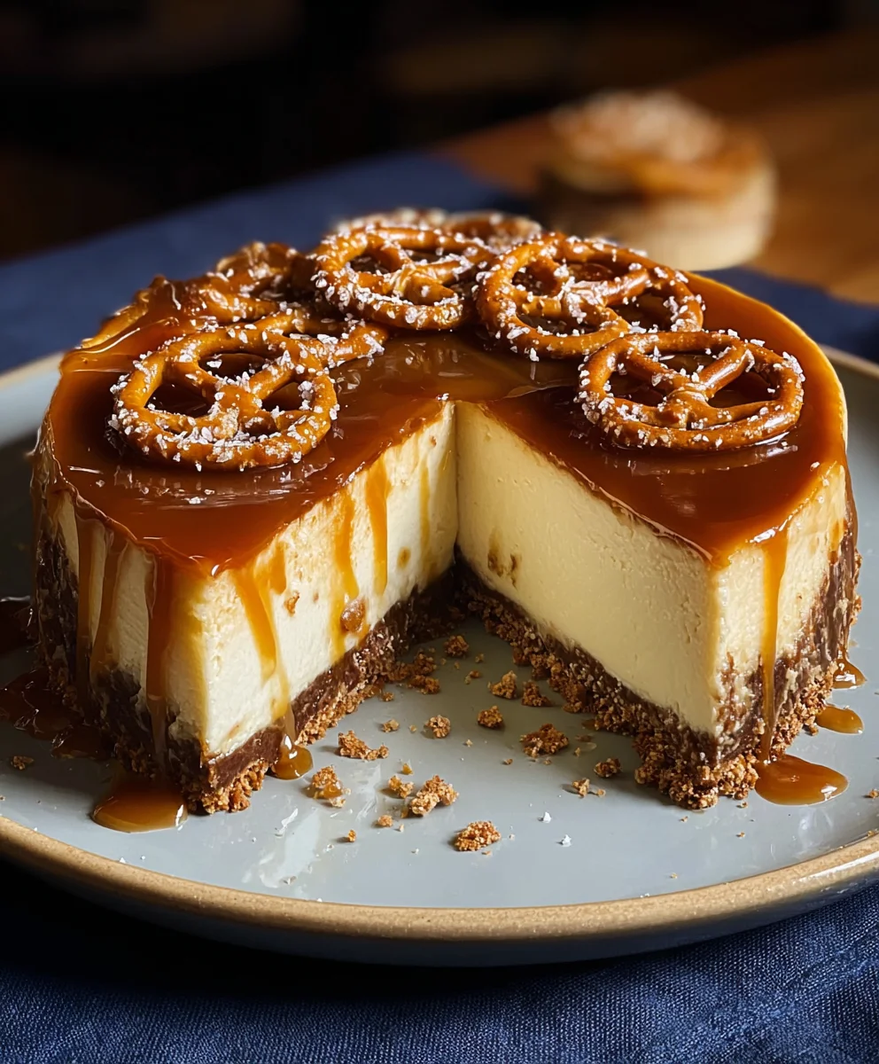 Salted Caramel Pretzel Cheesecake - Sweet & Salty Treat