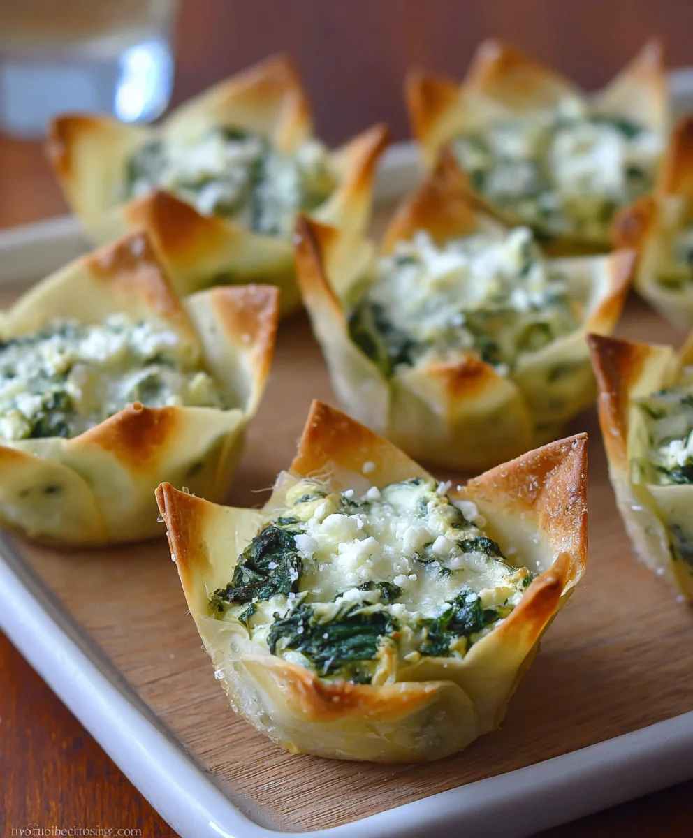 Spinach Artichoke Wonton Cups - Easy Appetizer