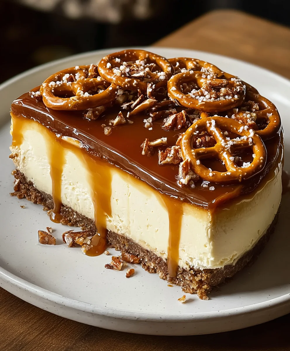 Salted Caramel Pretzel Cheesecake - Sweet & Salty Treat