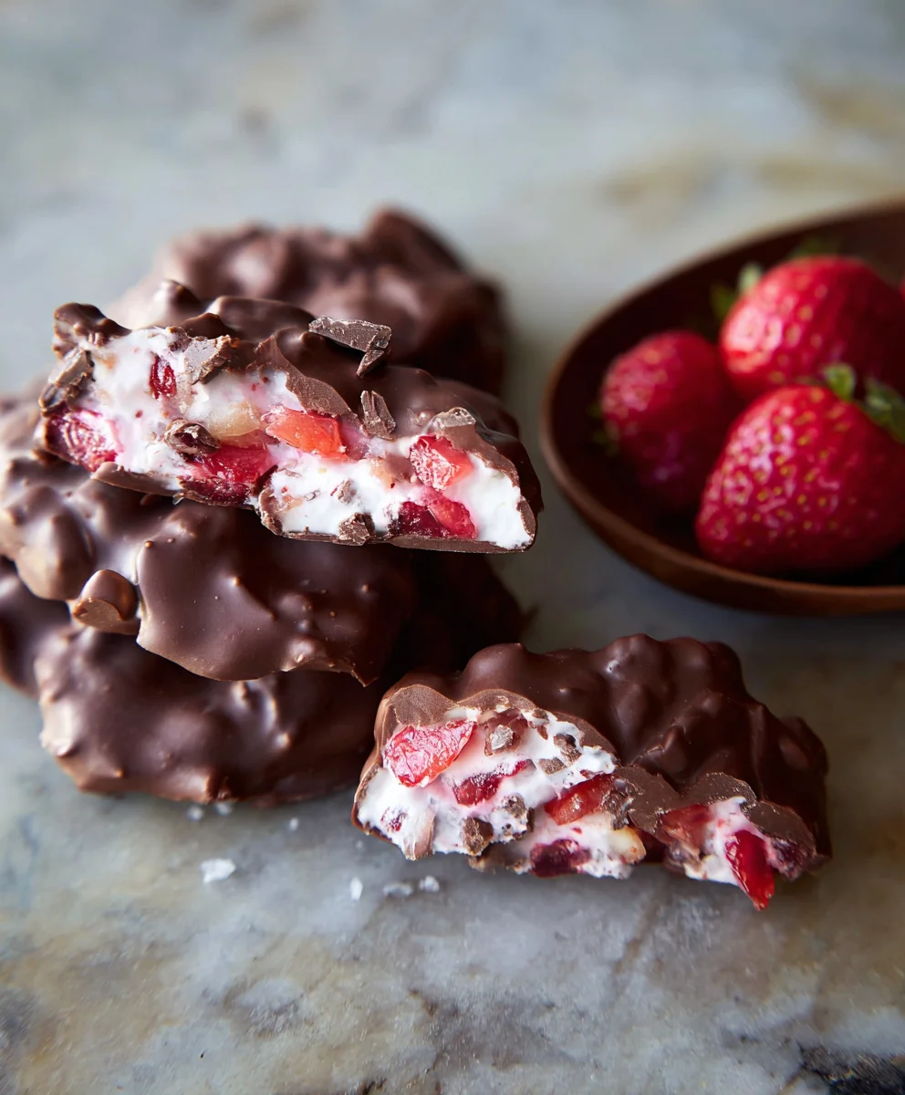 Chocolate Strawberry Yogurt Clusters - Easy Dessert