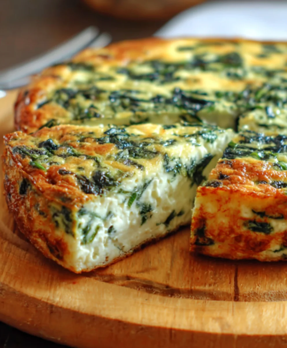 Spinach Cottage Cheese Crustless Quiche- Easy & Delicious
