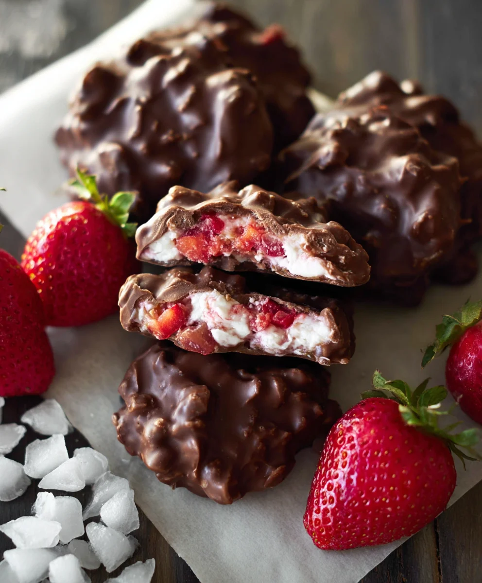 Chocolate Strawberry Yogurt Clusters - Easy Dessert