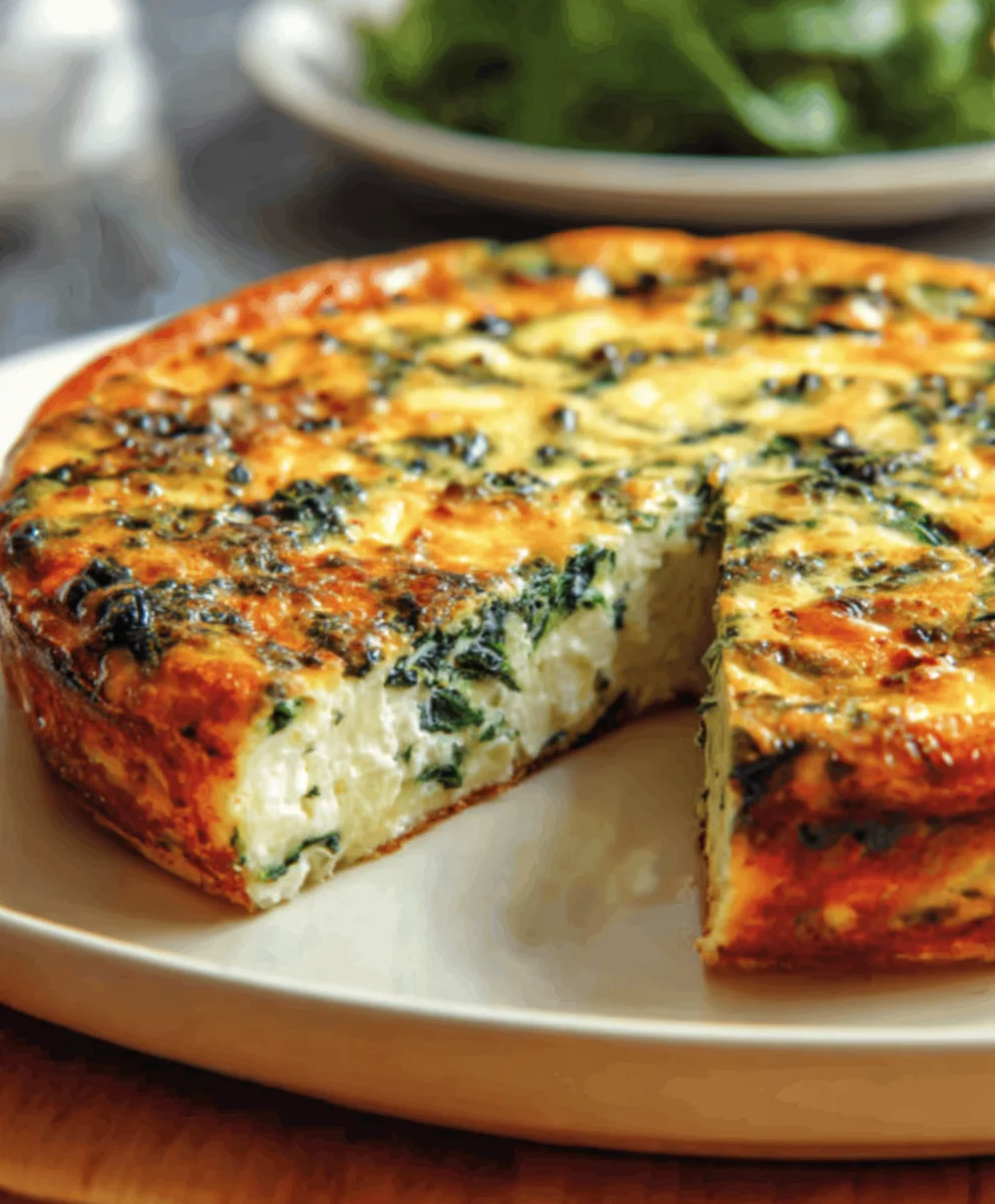 Spinach Cottage Cheese Crustless Quiche- Easy & Delicious