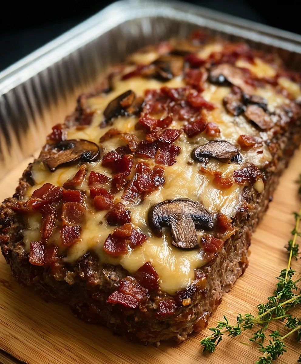 Beef Beef Bacon Mushroom Swiss Meatloaf Delight