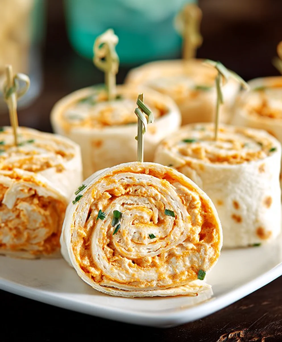 Spicy Buffalo Chicken Tortilla Pinwheels Appetizer Recipe