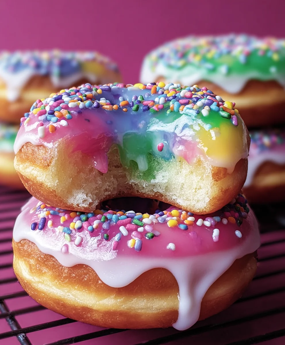Rainbow-Filled Doughnuts-Vibrant Treat Recipe