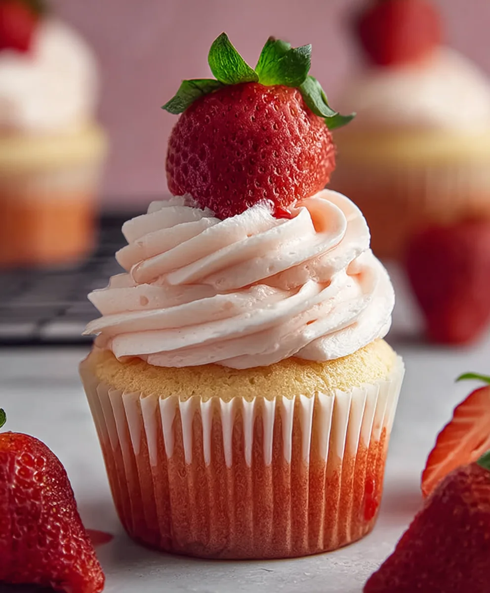 Delicious Fresh Strawberry Cupcakes-Easy Recipe