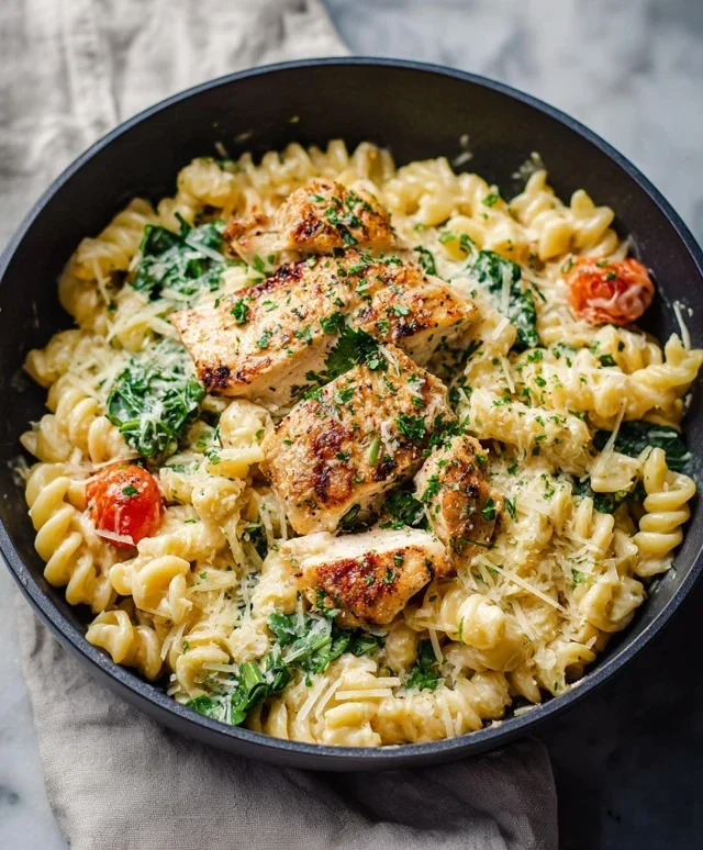 Healthy Garlic Parmesan Chicken Pasta