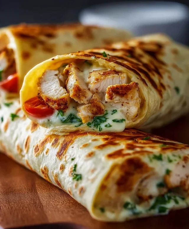 Low Carb Cheesy Garlic Chicken Wraps