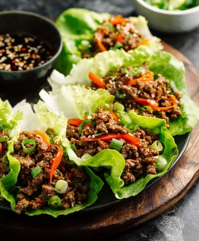 Asian Style Ground Beef Lettuce Wraps