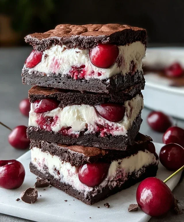 Cherry Brownie Ice Cream Sandwiches