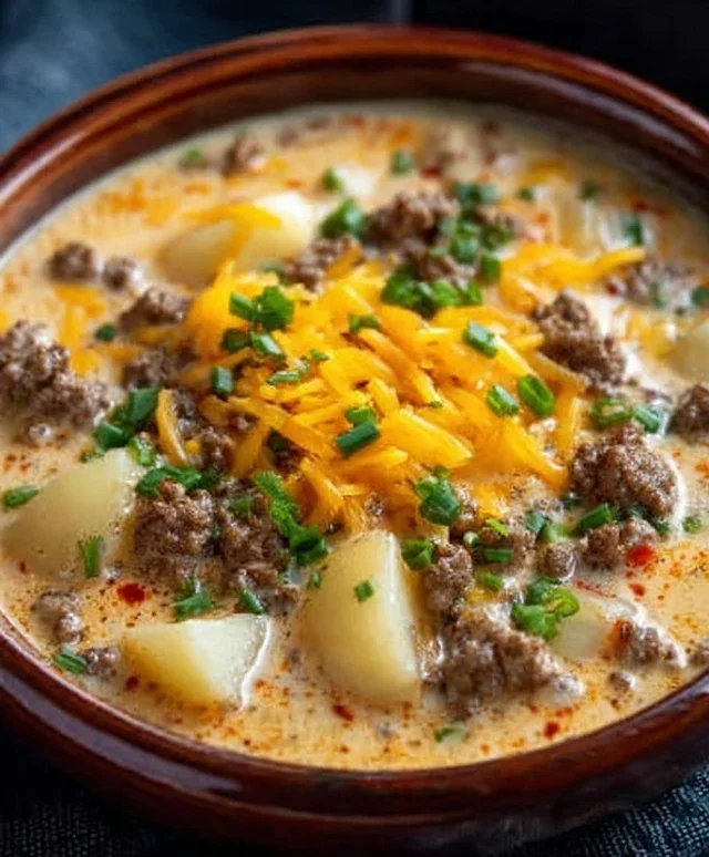 Cheesy Beef Beef Hamburger Potato Soup