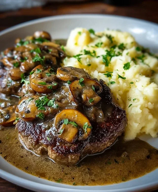 Bobby Flay’s Salisbury Steak Recipe with Mushroom Gravy