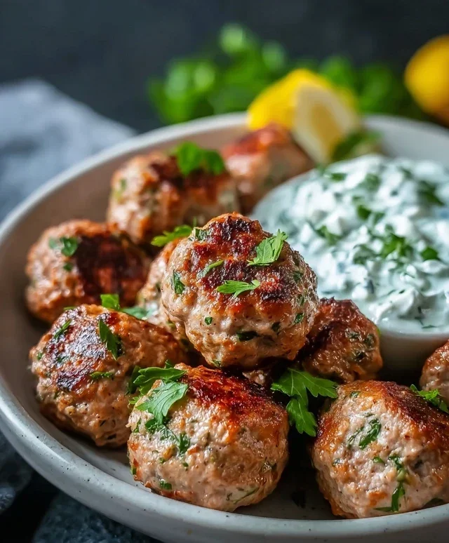 Greek Turkey Meatballs with Tzatziki