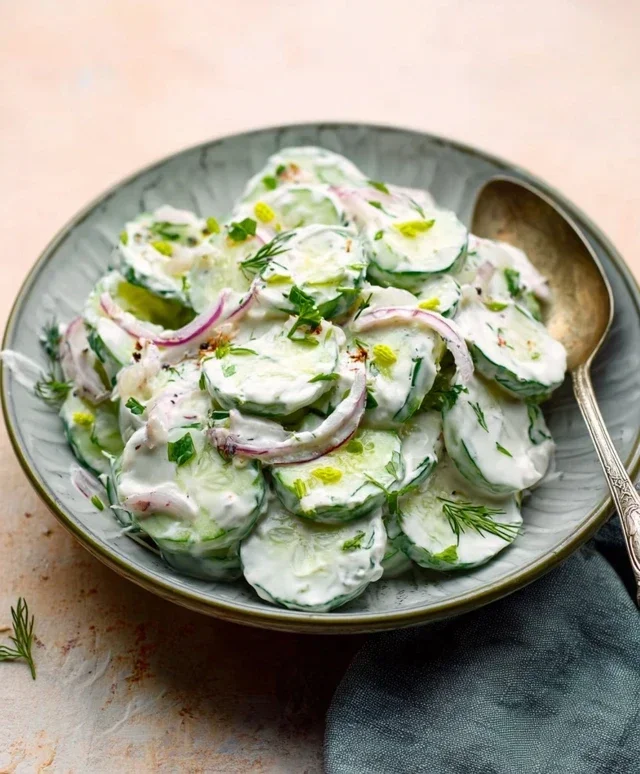 Creamy Cucumber Salad With Greek Yogurt Dressing