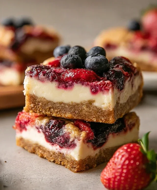 Berry Oatmeal Cheesecake Bars