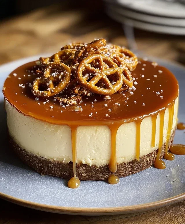 Salted Caramel Pretzel Cheesecake