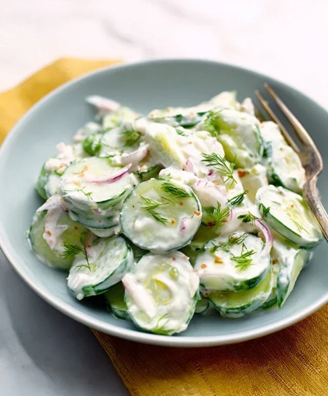 Creamy Cucumber Salad With Greek Yogurt Dressing