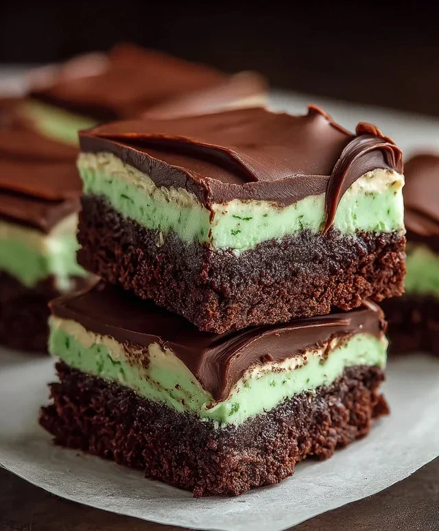 Triple-layer chocolate mint squares