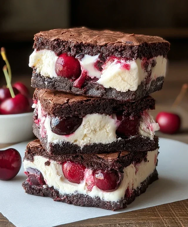 Cherry Brownie Ice Cream Sandwiches