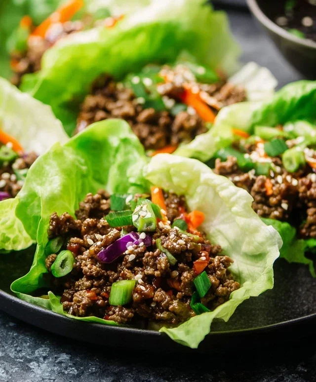 Asian Style Ground Beef Lettuce Wraps
