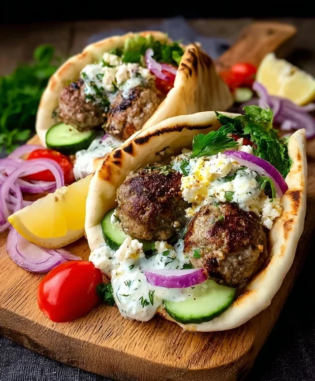 Greek Meatball Pitas