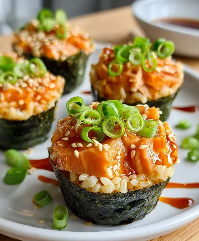 Spicy Salmon Sushi Cups