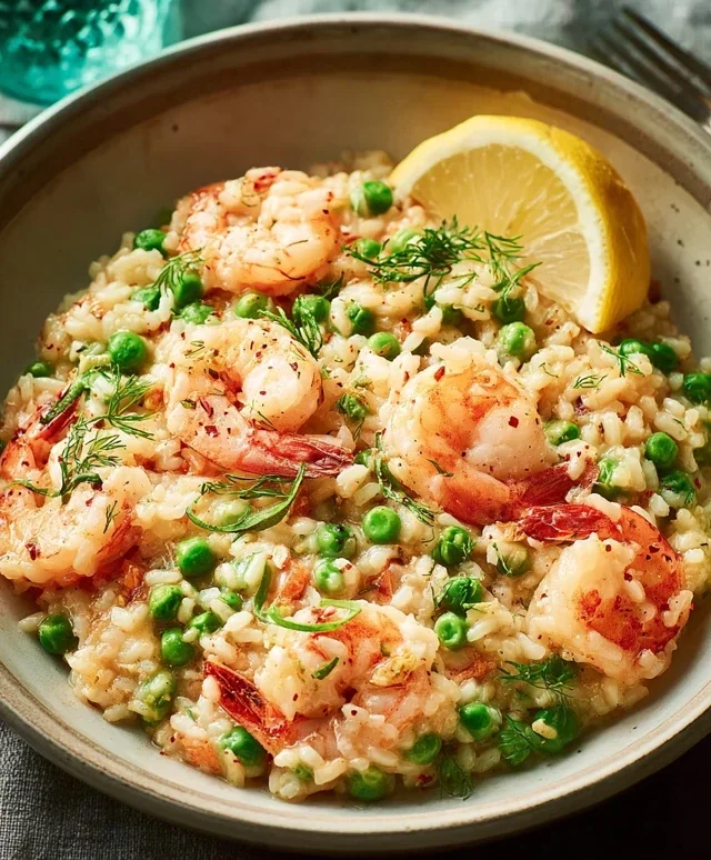 Shrimp Risotto with Peas