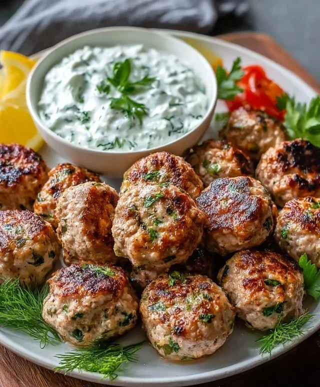 Greek Turkey Meatballs with Tzatziki
