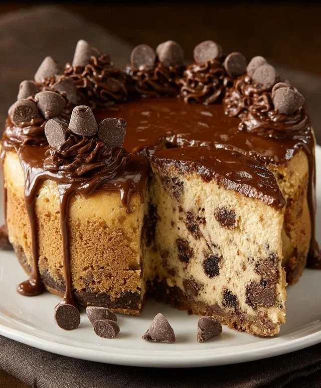 Chocolate Chip Cookie Bottomed Cheesecake