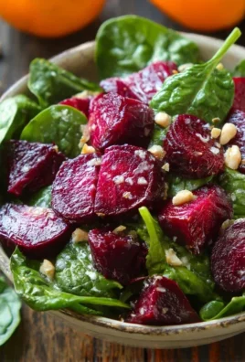 Beet Salad with Spinach and Honey-Mustard Lemon Dressing