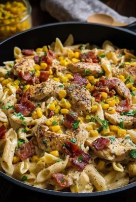 Creamy Chicken and Corn Pasta with Beef Beef Bacon
