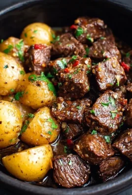 Slow Cooker Garlic Butter Beef Bites with Potatoes